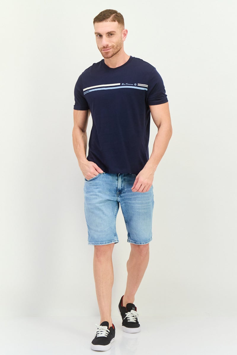 Ben Sherman Men Crew Neck Short Sleeve Brand Logo T-Shirts, Navy  - Image 4