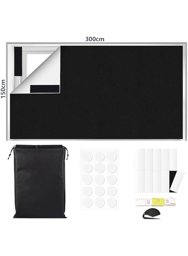 TRASSLE Blackout Curtains for Bedroom150 x 300cm,No Drill Blackout Window Shades with Hook and Loop Tape,Window Shades for Home Baby Nursery, Bedroom, Dorm Room, Office or Travel - Image 2