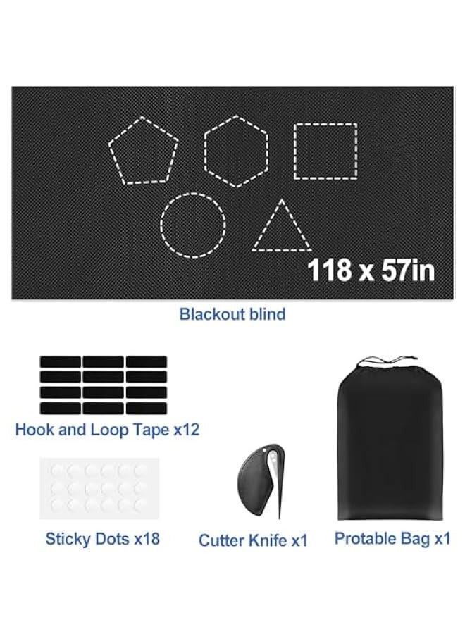TRASSLE Blackout Curtains for Bedroom150 x 300cm,No Drill Blackout Window Shades with Hook and Loop Tape,Window Shades for Home Baby Nursery, Bedroom, Dorm Room, Office or Travel - Image 3