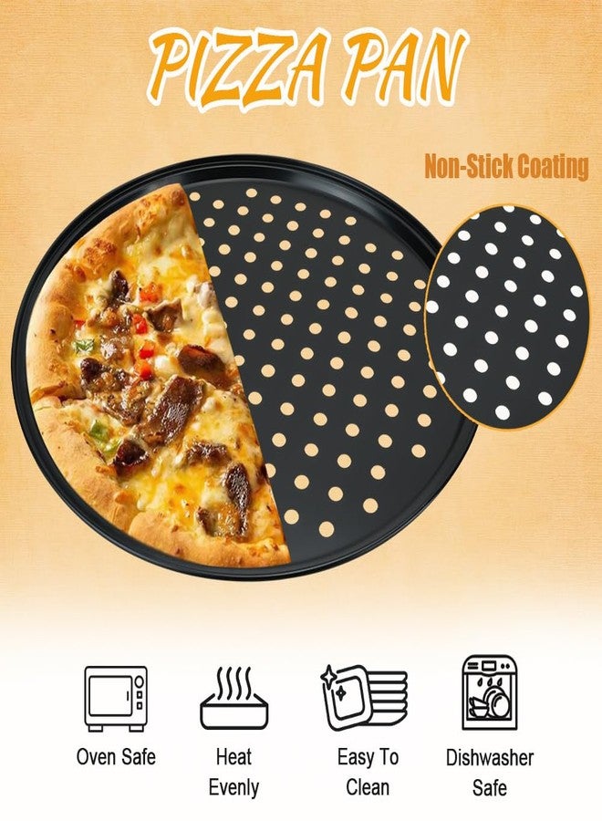 HMIEPRS 2Pcs 12inch Pizza Pan for Oven, Stainless Steel Round Pizza Pan with Holes, Non Stick Pizza Serving Tray Bakeware Crisper Pan for Home Baking Supplies Kitchen - Image 5