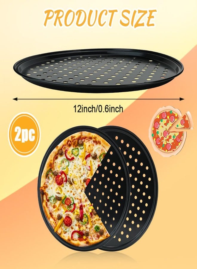 HMIEPRS 2Pcs 12inch Pizza Pan for Oven, Stainless Steel Round Pizza Pan with Holes, Non Stick Pizza Serving Tray Bakeware Crisper Pan for Home Baking Supplies Kitchen - Image 4