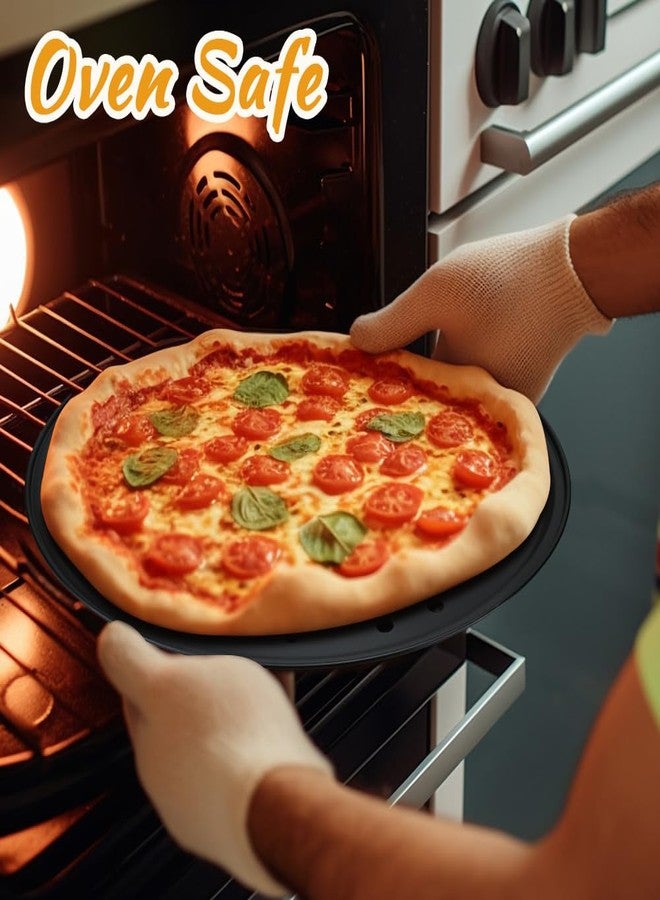 HMIEPRS 2Pcs 12inch Pizza Pan for Oven, Stainless Steel Round Pizza Pan with Holes, Non Stick Pizza Serving Tray Bakeware Crisper Pan for Home Baking Supplies Kitchen - Image 2