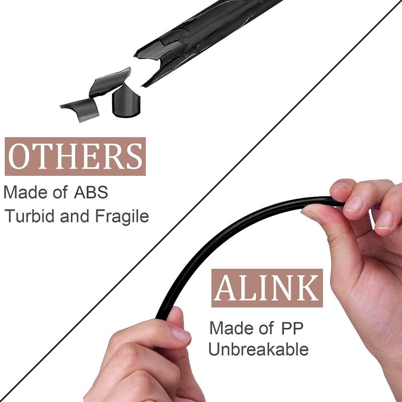 ALINK 12-Pack Reusable Black Straws, 10.5" Long Hard Plastic Tumbler Replacement Straws for 16 OZ 20 OZ 30 OZ Stanley, YETI, Mason Jar, Starbucks Tumblers, Set of 10 with Cleaning Brush - Image 4