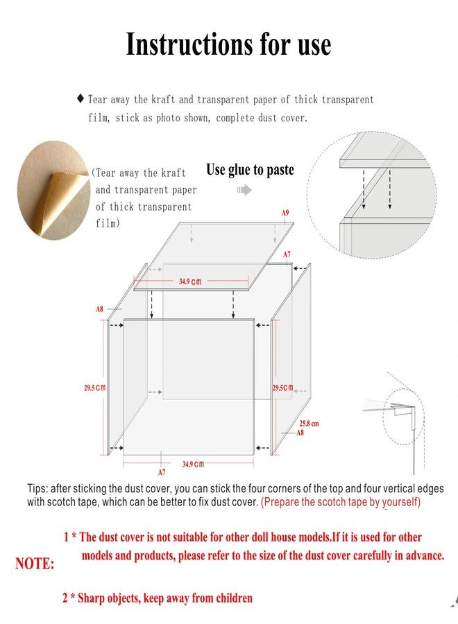 Spilay Dollhouse Dust Proof Cover Protection Accessory DIY Home Miniature Furniture Plexiglass Cover Kit Perfect for Yaquan Courtyard P006 - Image 4