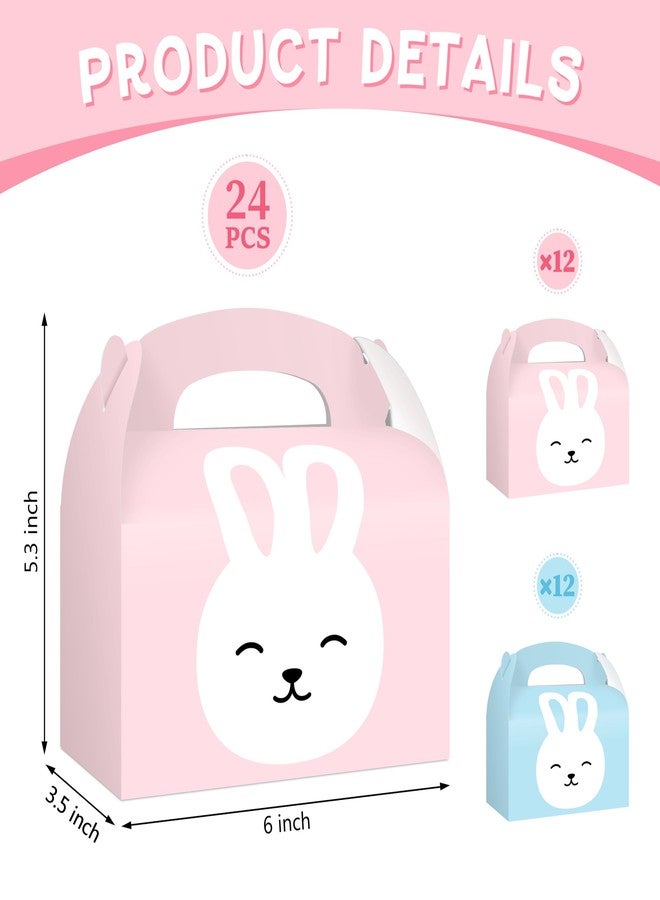 Reyoust 24Pcs Easter Party Favor Treat Boxes Long Ear Bunny Cookie Gift Boxes with Handles Blue Pink Gift Gable Box Pastel Eggs Containers for Spring Easter Basket Stuffers Party Favor Supplies - Image 2