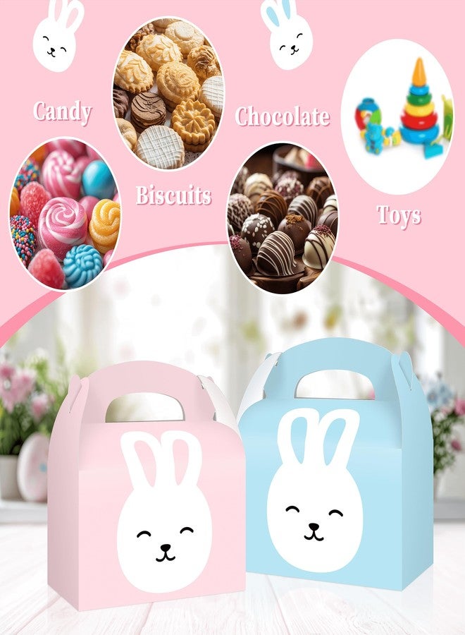 Reyoust 24Pcs Easter Party Favor Treat Boxes Long Ear Bunny Cookie Gift Boxes with Handles Blue Pink Gift Gable Box Pastel Eggs Containers for Spring Easter Basket Stuffers Party Favor Supplies - Image 4