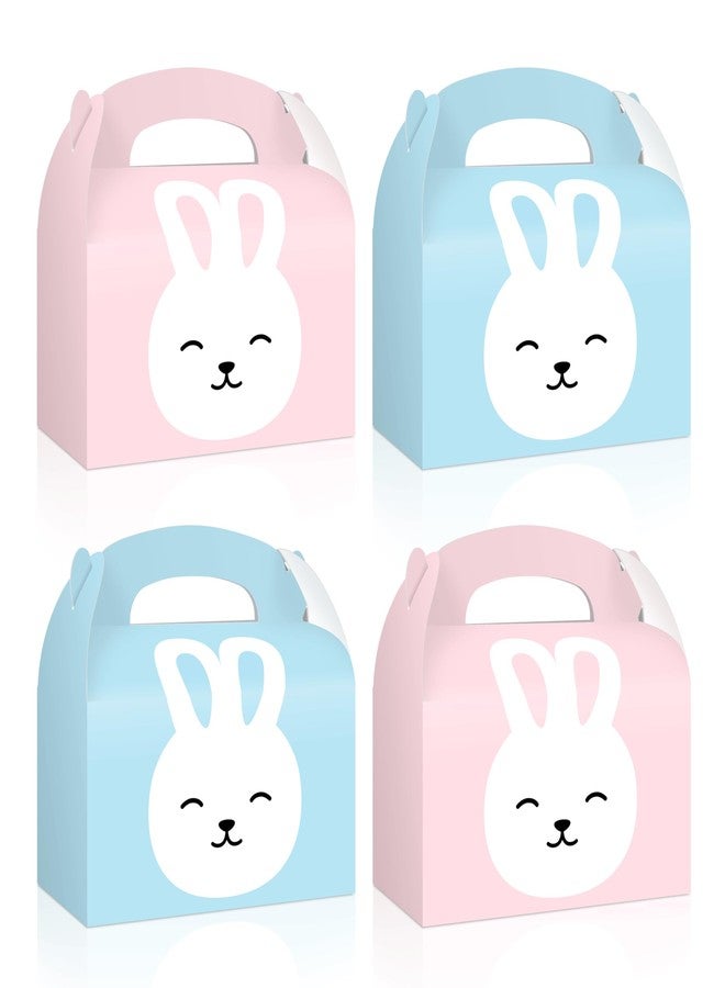 Reyoust 24Pcs Easter Party Favor Treat Boxes Long Ear Bunny Cookie Gift Boxes with Handles Blue Pink Gift Gable Box Pastel Eggs Containers for Spring Easter Basket Stuffers Party Favor Supplies - Image 1