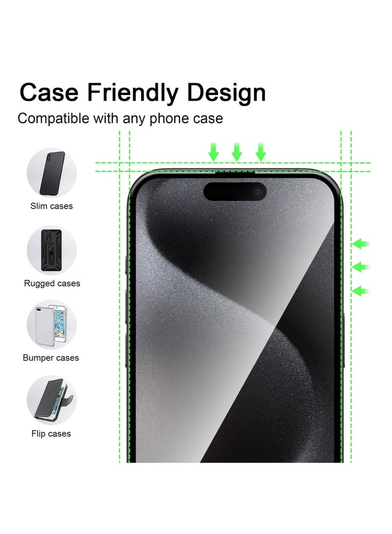 SYOSI Case for iPhone 15 Pro Max 2+2 Pack Tempered Glass Screen Protector + Camera Lens Protector, [Anti Fingerprint][Anti-Scratch] [Easy Installation] [Bubble Free] [Full-Coverage] 9H Hardness Film - Image 4