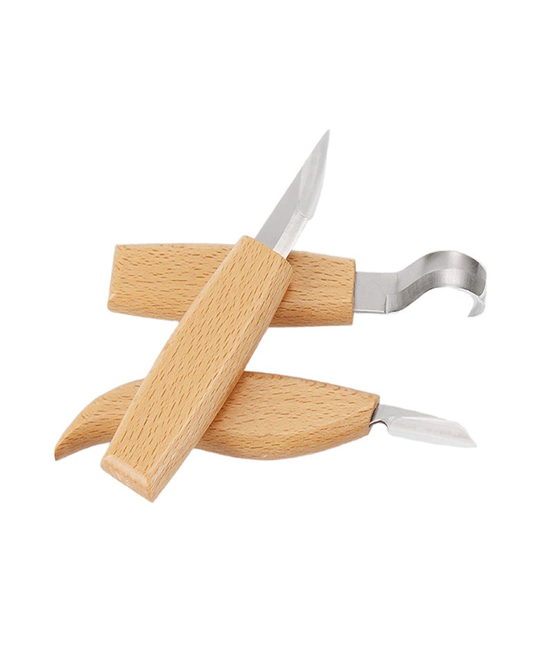 piercing 3Pcs Wood Carving Knife, Wood Carving Tools Set for Detailed Wood Carving, Shaping Spoons and Bowls, Whittling and Smoothing Surfaces, Handcrafted for Beginners and Professionals - Image 1
