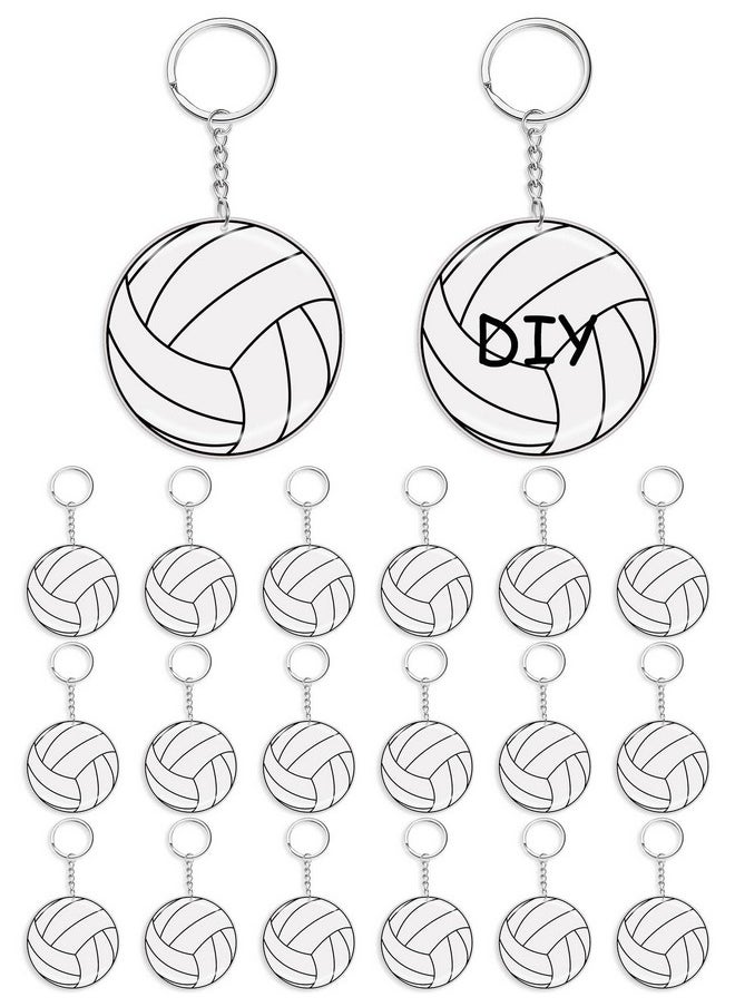 Taiyin Taiyin 18 Pcs Volleyball Keychain Bulk Sublimation Vinyl Sticker DIY for Volleyball Party Favors Gift Bag Team (White)  - Image 1