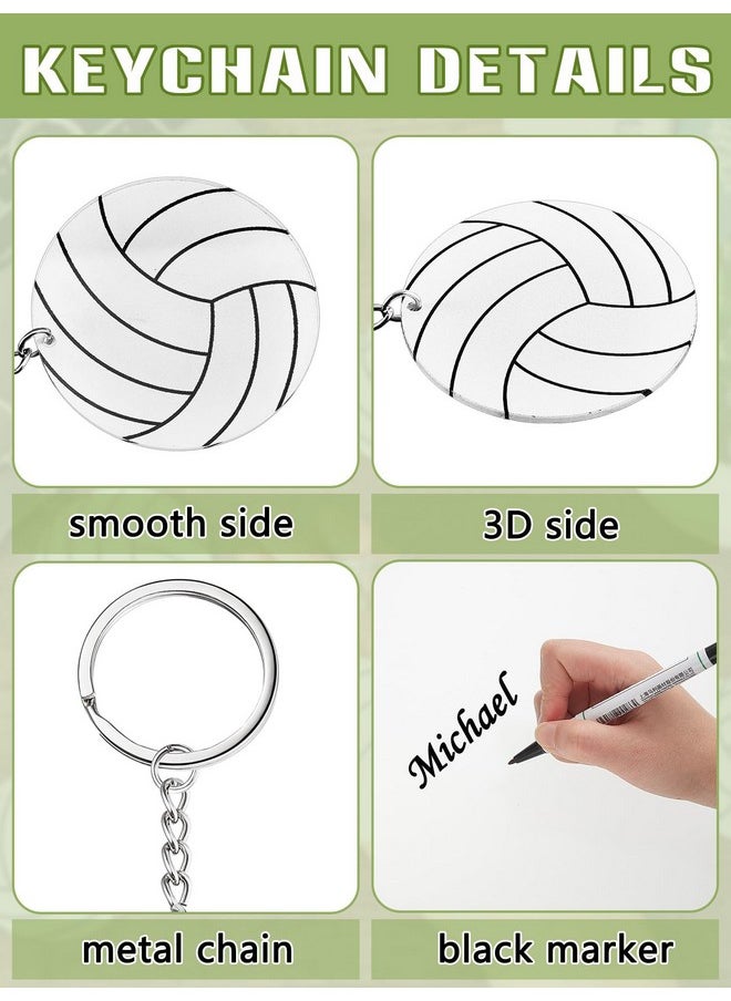 Taiyin Taiyin 18 Pcs Volleyball Keychain Bulk Sublimation Vinyl Sticker DIY for Volleyball Party Favors Gift Bag Team (White)  - Image 3