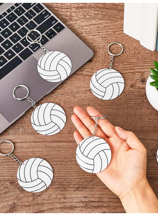 Taiyin Taiyin 18 Pcs Volleyball Keychain Bulk Sublimation Vinyl Sticker DIY for Volleyball Party Favors Gift Bag Team (White)  - Image 5