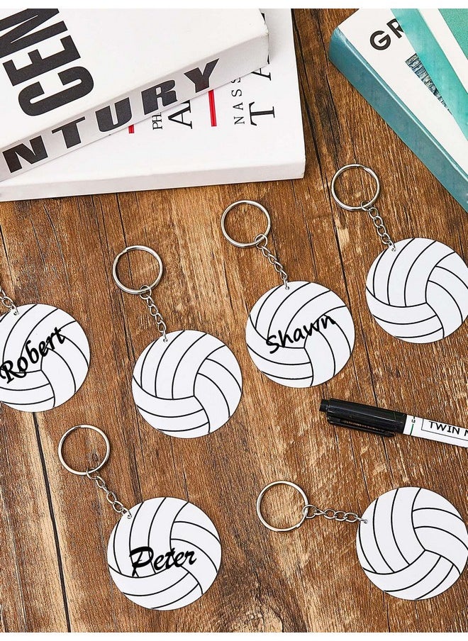 Taiyin Taiyin 18 Pcs Volleyball Keychain Bulk Sublimation Vinyl Sticker DIY for Volleyball Party Favors Gift Bag Team (White)  - Image 4