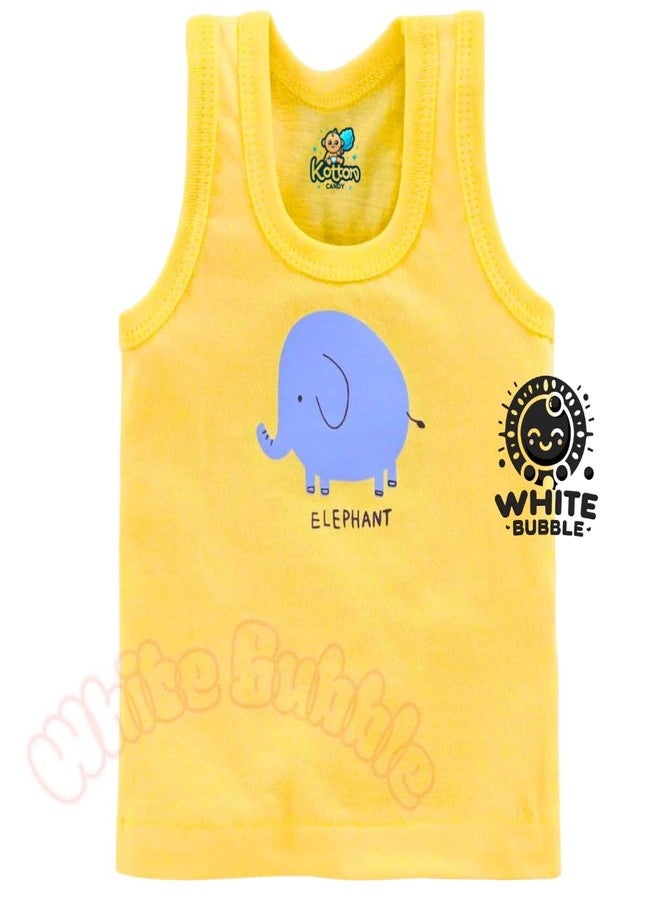 White Bubble Baby Boys & Girls Innerwear | Soft Cotton Sleeveless Ganji Sando Vest Clothing | Pack of 6 Prints | Baniyan for Infant Newborn (in, Age, 3 Years, 4 Years, Regular) Multicolour - Image 3