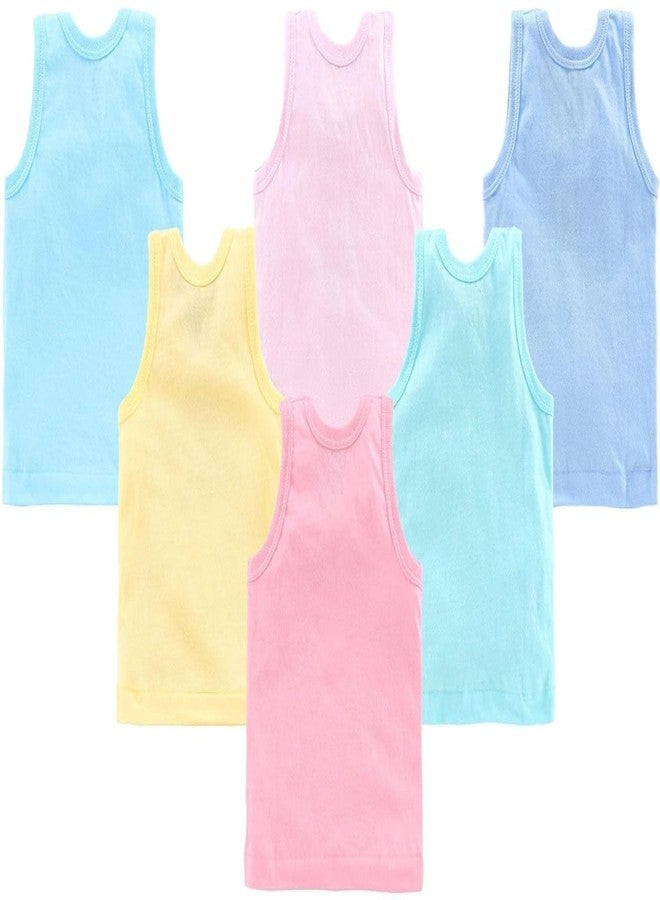 White Bubble Baby Boys & Girls Innerwear | Soft Cotton Sleeveless Ganji Sando Vest Clothing | Pack of 6 Prints | Baniyan for Infant Newborn (in, Age, 3 Years, 4 Years, Regular) Multicolour - Image 2