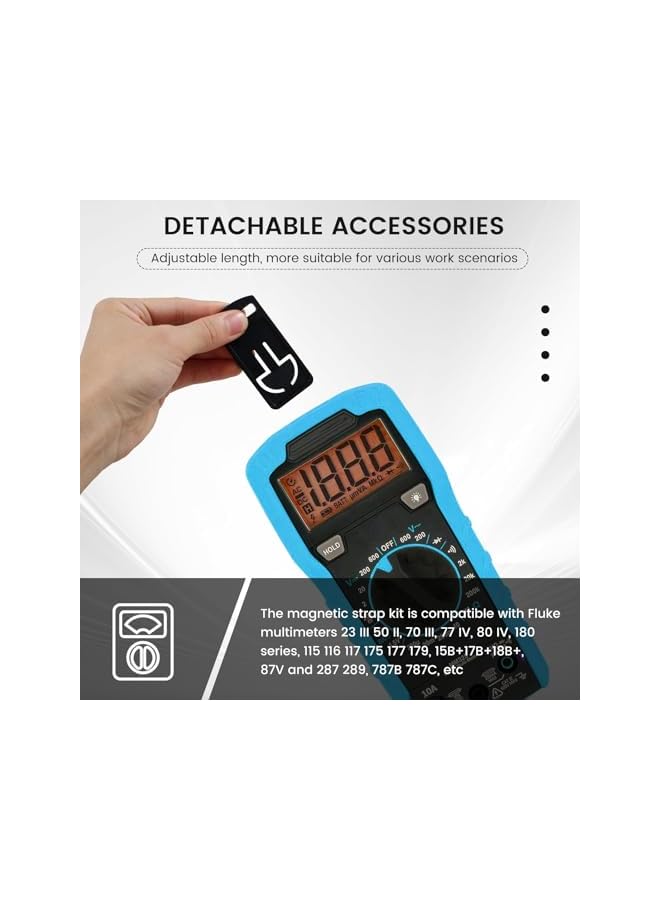PROMASS Magnetic Hanging Strap Kit for Fluke Digital Multimeter, Hanging Loop Strap Magnet Hanger Kit Compatible for 50 II/70 III/180 Serious Adjustable Length, Detachable Multimeter Hanging kit Accessories  - Image 4