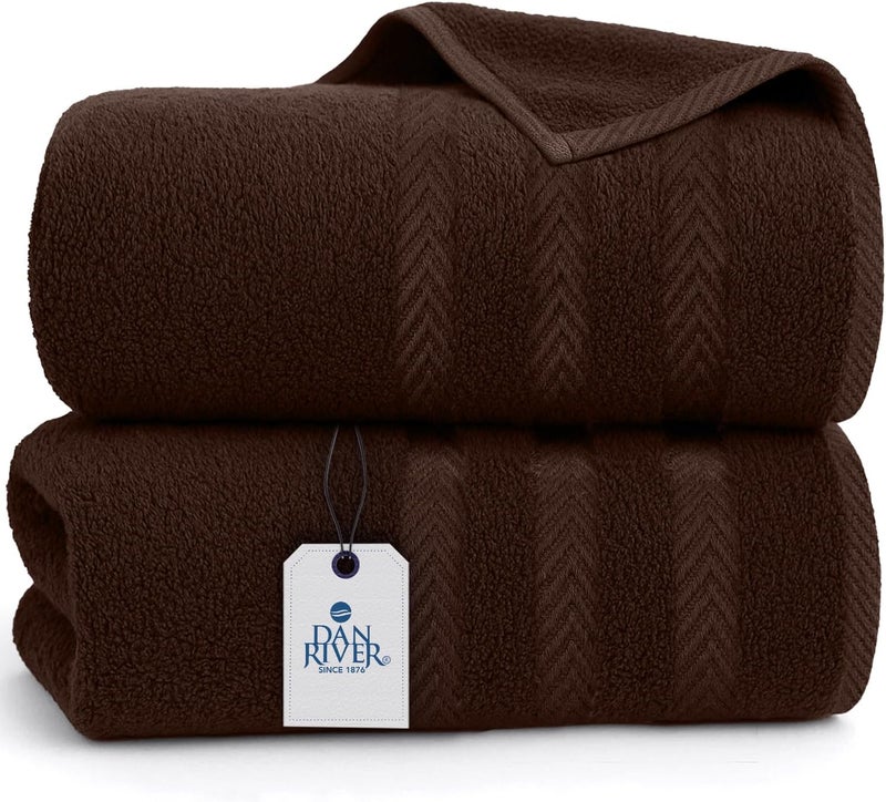 DAN RIVER 2 Pack Luxury Bath Sheets 35x70, 600 GSM, Soft & Quick Dry 100% Ring Spun Cotton Towels Ideal for Hotels, Spas, Gyms & Salons Extra Large, Brown - Image 1