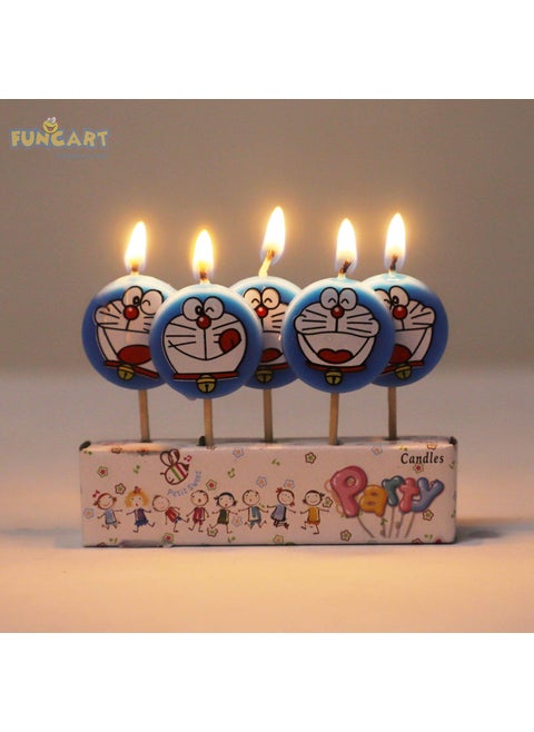 Funcart Round Doraemon Tooth Pick Candle 5pcsPack