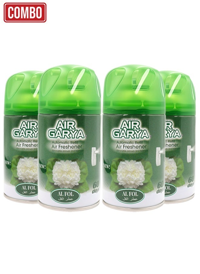 عبوة إعادة تعبئة معطر الجو، عبوة رباعية | بخاخ أوتوماتيكي برائحة الفل | يزيل الروائح الكريهة لفترة طويلة للمنزل والمكتب والسيارة | يدوم حتى 60 يومًا - Image 1