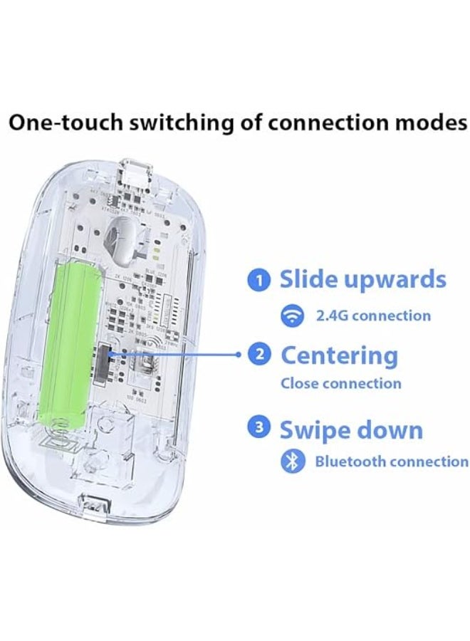 Transparent Rechargeable Dual-Mode Mouse - Bluetooth 5.1/2.4G Wireless Silent Click Mouse - 1600 DPI for Office & Business - Image 2