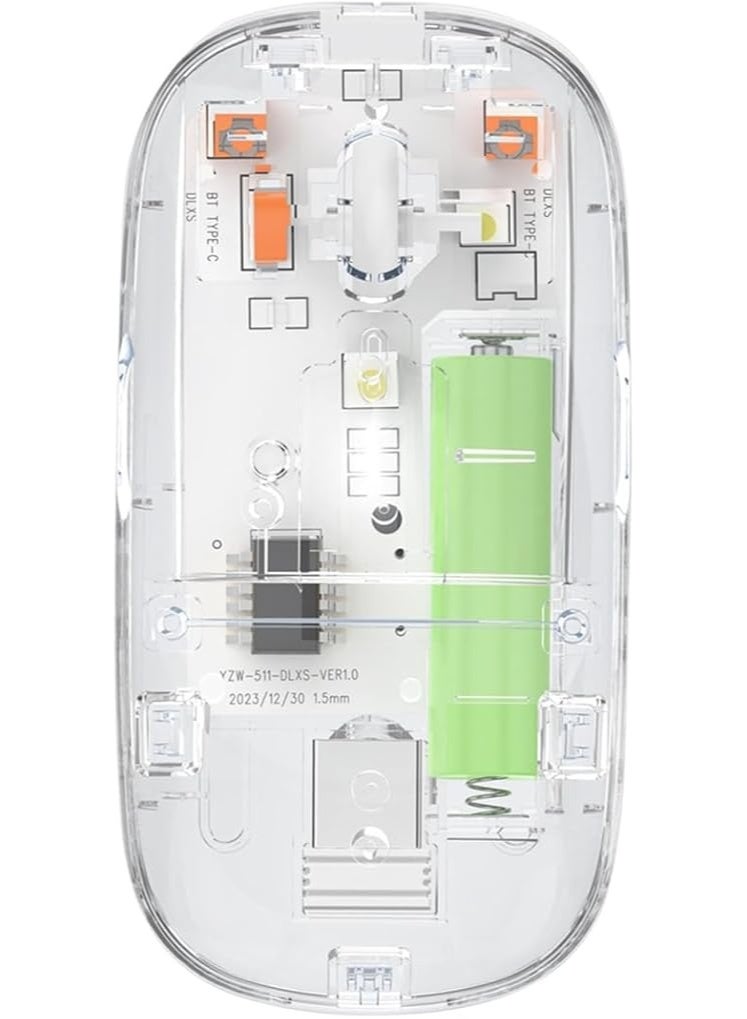 Transparent Rechargeable Dual-Mode Mouse - Bluetooth 5.1/2.4G Wireless Silent Click Mouse - 1600 DPI for Office & Business - Image 1