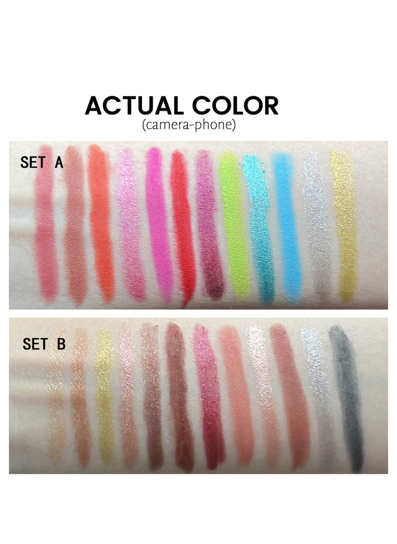 Eyeshadow Stick Colorful Set Shimmer Glitter Pearl Cream EyeShadow Stick Eyeshadow Crayon Shiny Colored Sticks Eyeshadow Pen Eye Makeup Long Lasting Smooth Eye shadow Stick