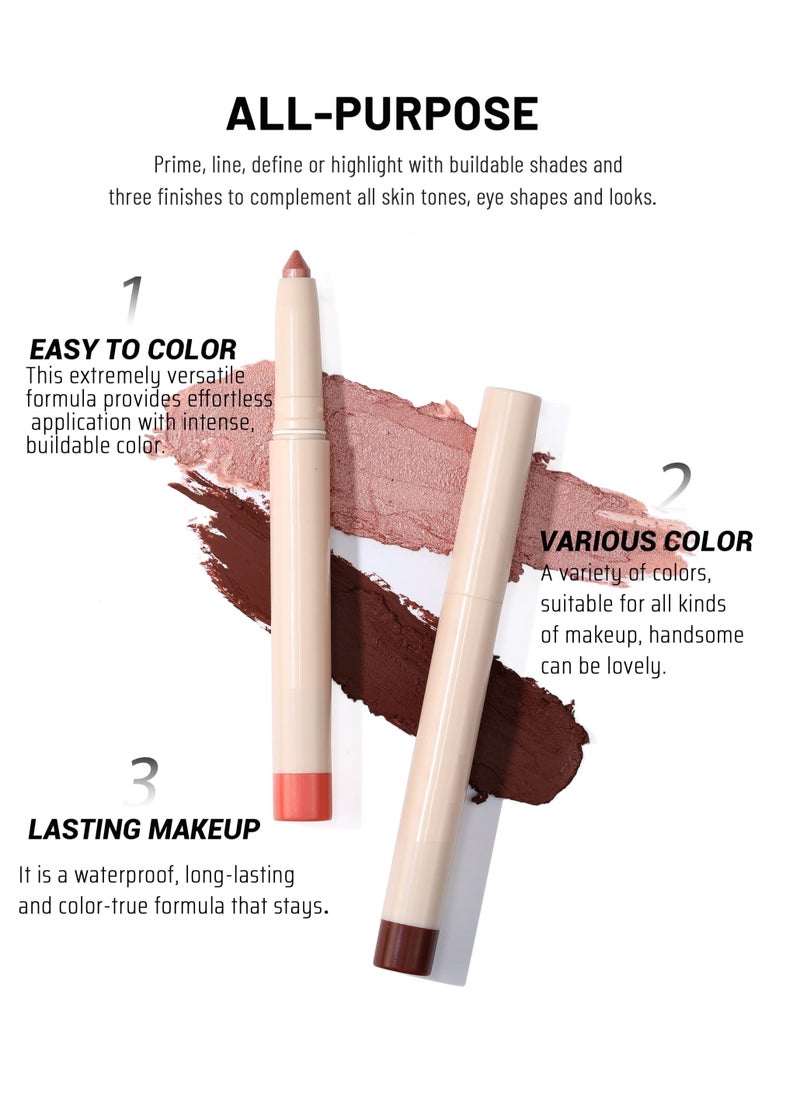 Eyeshadow Stick Colorful Set Shimmer Glitter Pearl Cream EyeShadow Stick Eyeshadow Crayon Shiny Colored Sticks Eyeshadow Pen Eye Makeup Long Lasting Smooth Eye shadow Stick