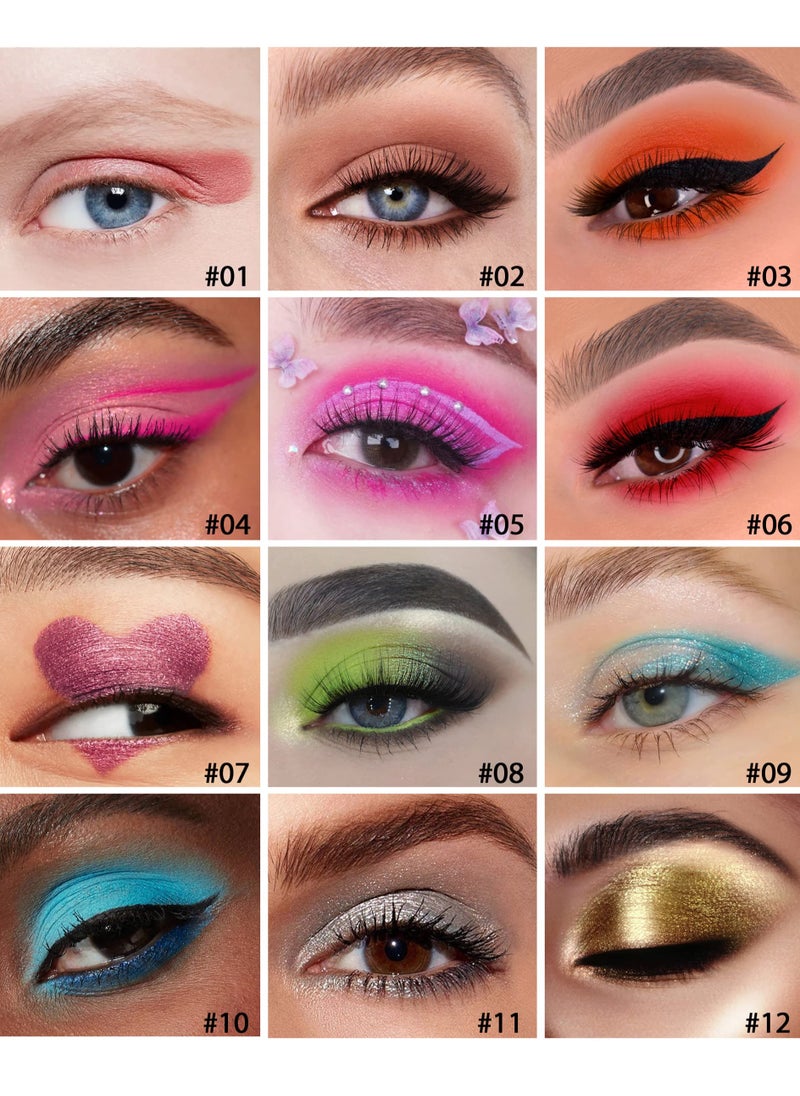 Eyeshadow Stick Colorful Set Shimmer Glitter Pearl Cream EyeShadow Stick Eyeshadow Crayon Shiny Colored Sticks Eyeshadow Pen Eye Makeup Long Lasting Smooth Eye shadow Stick