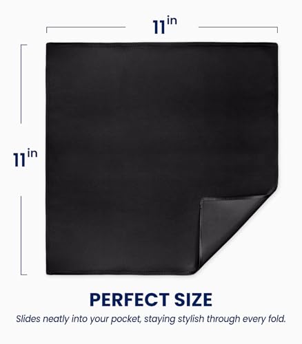 Selected Hanky 100% Pure Silk Pocket Square Solid Black for Father's Day Gift - Image 3