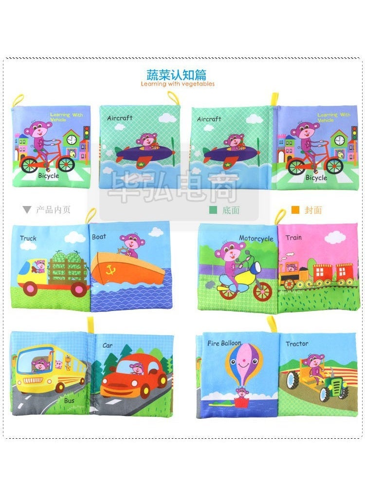 1 x 5 pcs 34 Designs Early Education Tear-Resistant Baby Cloth Books 2354-3 Traffic