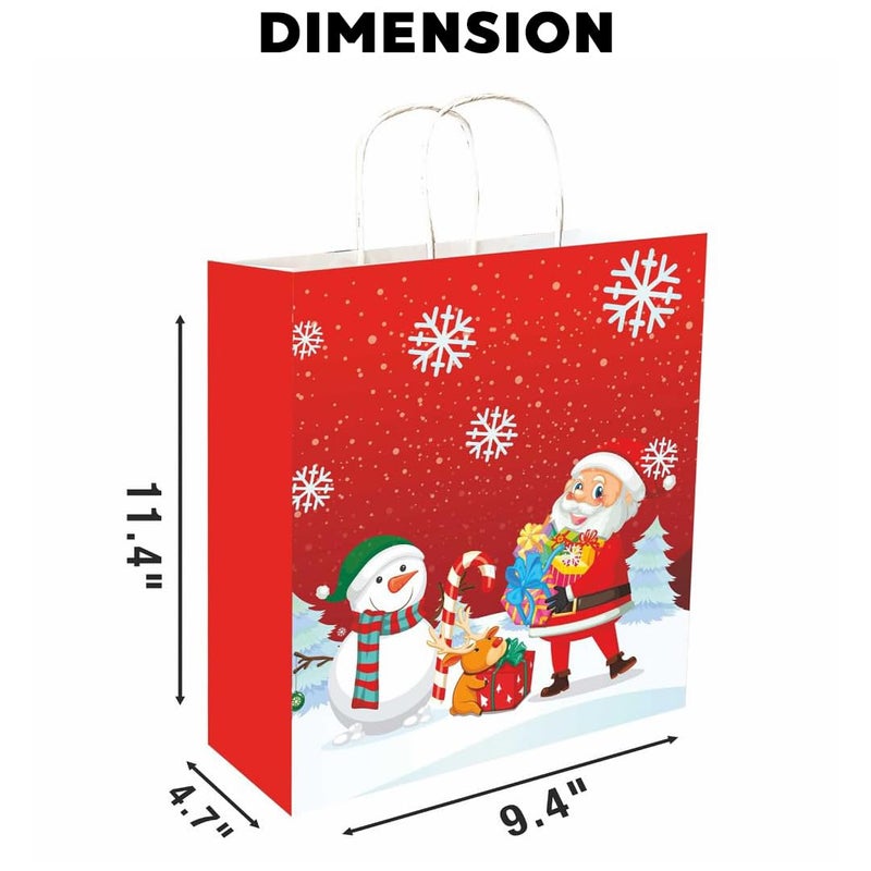 Festiko® 12 Pcs Christmas Paper Goodie Bags (11.4 X 4.7 X 9.4 Inch) - Party Candy Gift Bags (Red) - Image 2
