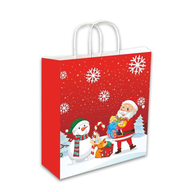 Festiko® 12 Pcs Christmas Paper Goodie Bags (11.4 X 4.7 X 9.4 Inch) - Party Candy Gift Bags (Red) - Image 1