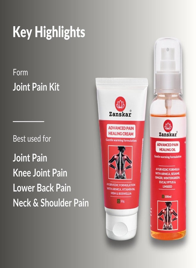 Zanskar Joint Pain Combo - Pain Healing Oil (100ml) & Pain Healing Cream (50g) | Natural Bio-active Ingredients | Effective for Knee Pain, Back Pain, Neck Pain and Shoulder Inflammation - Image 2