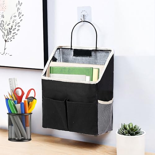 Someteth 2pcs Wall Hanging Storage Bag,Wall Hanging Organizer Bags with Pockets, Wall Organizer Storage for Dormitory Bathroom Bedroom Kitchen(Black) - Image 3
