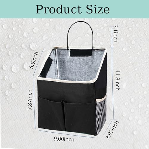 Someteth 2pcs Wall Hanging Storage Bag,Wall Hanging Organizer Bags with Pockets, Wall Organizer Storage for Dormitory Bathroom Bedroom Kitchen(Black) - Image 2