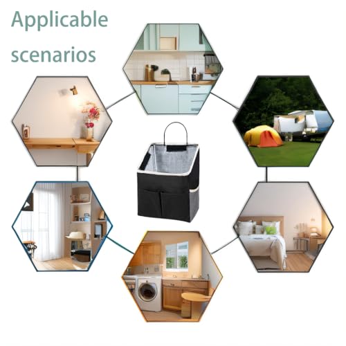 Someteth 2pcs Wall Hanging Storage Bag,Wall Hanging Organizer Bags with Pockets, Wall Organizer Storage for Dormitory Bathroom Bedroom Kitchen(Black) - Image 4