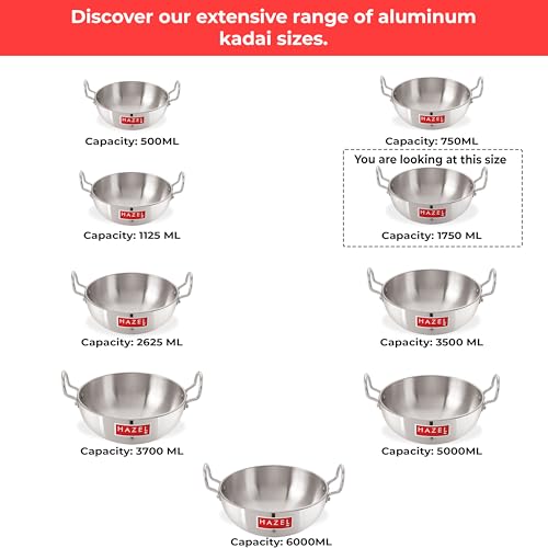HAZEL 1750 ML Aluminium Kadhai 4 mm Thick Cooking Kadai with Handle for Deep Frying - Image 5