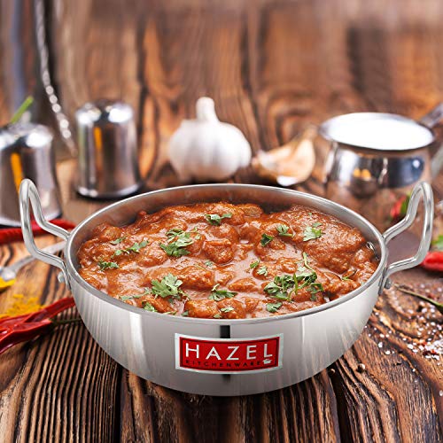 HAZEL 1750 ML Aluminium Kadhai 4 mm Thick Cooking Kadai with Handle for Deep Frying - Image 2