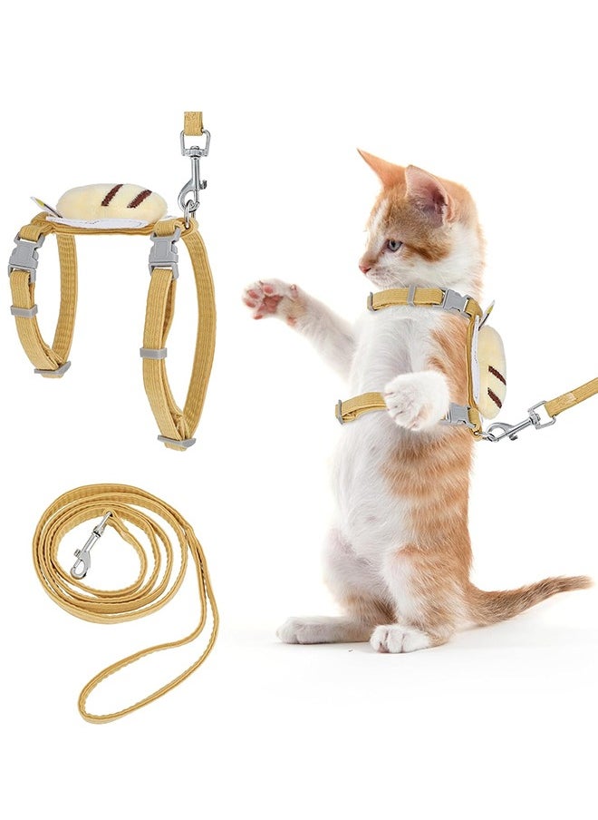Sweet Life Cat Harness & Leash Set, Cats Escape Proof - Adjustable Kitten Harness for Large Small Cats, Cute Bee Plaid Lightweight Soft Harness (Yellow Plaid Bee, (for 7.0-16.5lb))  - Image 1