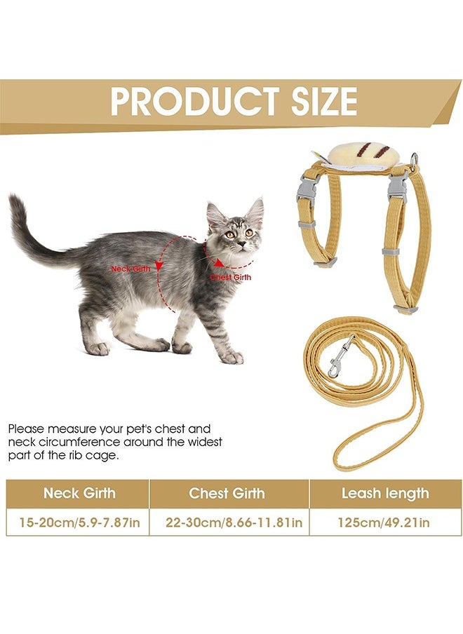 Sweet Life Cat Harness & Leash Set, Cats Escape Proof - Adjustable Kitten Harness for Large Small Cats, Cute Bee Plaid Lightweight Soft Harness (Yellow Plaid Bee, (for 7.0-16.5lb))  - Image 2