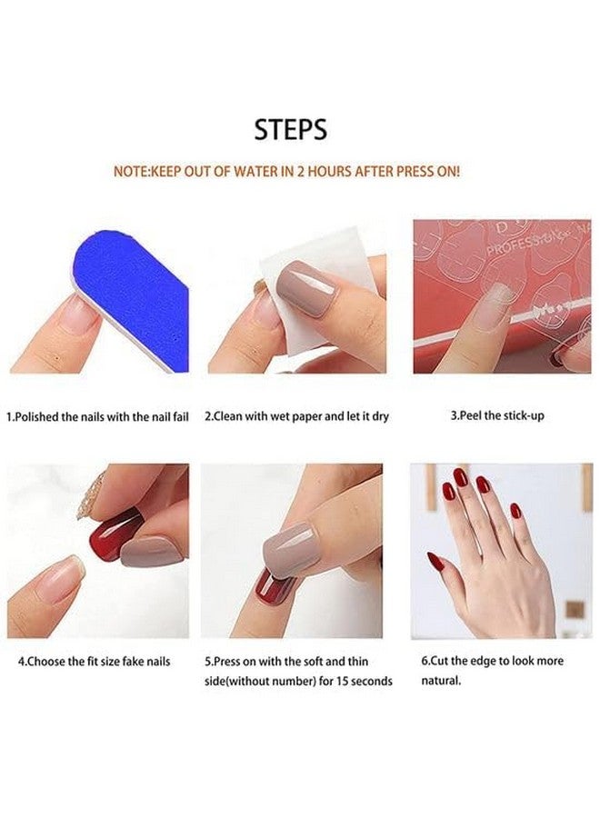 BANIRA Artifical Fake Nails With Buffer & Glue, Natural False Nails Delicate & Comfortable With Long-Lasting And Waterproof For Women Bright Pink (Pack Of 24) - Image 3