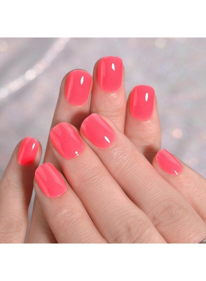 BANIRA Artifical Fake Nails With Buffer & Glue, Natural False Nails Delicate & Comfortable With Long-Lasting And Waterproof For Women Bright Pink (Pack Of 24) - Image 1