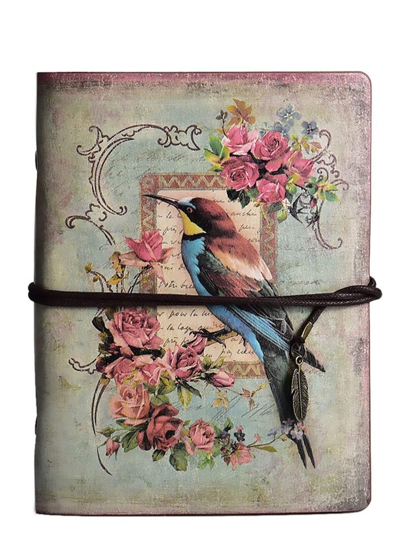 Excefore Vintage Refillable Journal, Premium Leather Traveler Notebook Sketchbooks Classic Diary Planner with Blank Pages and Zipper Pocket (Bird) - Image 1