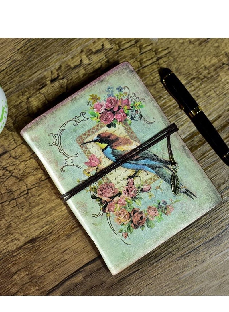 Excefore Vintage Refillable Journal, Premium Leather Traveler Notebook Sketchbooks Classic Diary Planner with Blank Pages and Zipper Pocket (Bird) - Image 5