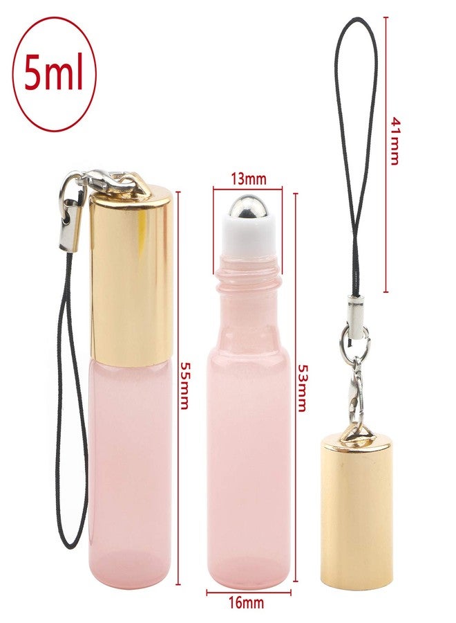 Ellbest 10 Pack 5ml Roller Bottler for Essential Oil Portable Pearl Pink Colored Refillable Roll On Bottles with Stainless Steel Ball and Essential Oil key Opener - Image 3