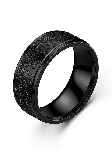 8MM Black Titanium Steel Matte Ring – EU Size 58, Durable Men's Band, Comfort Fit, Scratch-Resistant, Fashion Jewelry, Classic Wedding Engagement Ring