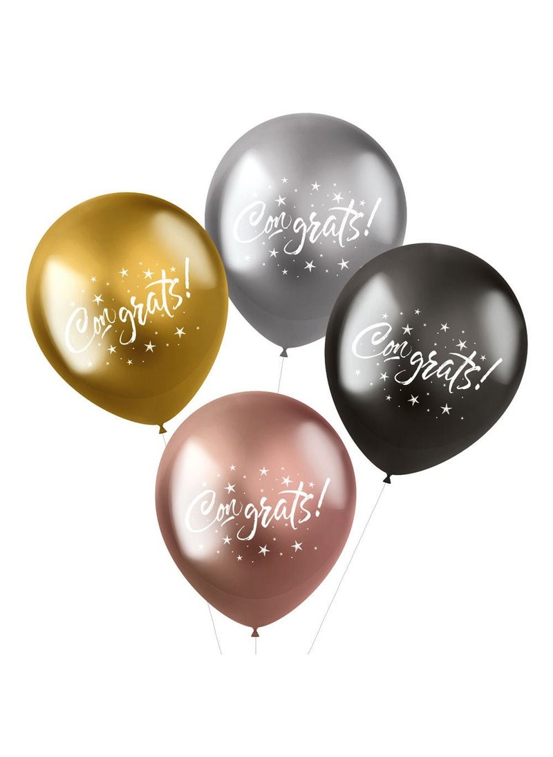 Congrats Balloons Metallic Gold Mix 33 cm 4-pack