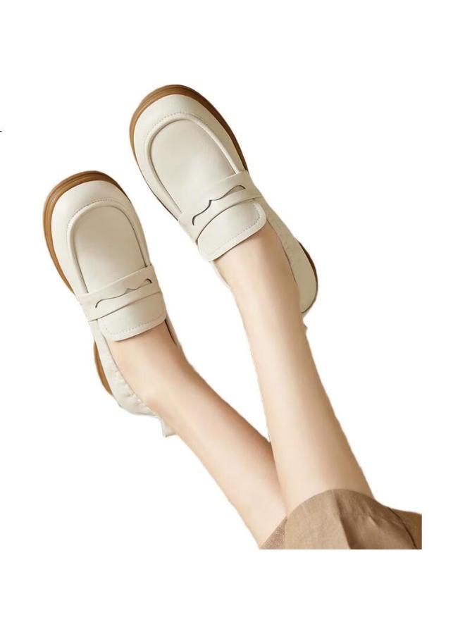 YEARCON Yierkang Women'S Soft-Soled Single Shoes Flat-Bottomed Peas Mom Middle-Aged And Elderly Nurse Comfort Shoes 26217W Beige Size 37 - Image 2