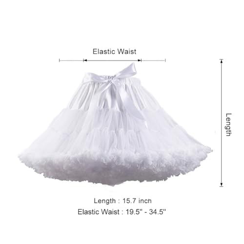 XinChangShangMao Women's Elastic Waist Chiffon Petticoat Puffy Tutu Tulle Skirt Princess Ballet Dance Pettiskirts Underskirt White - Image 3