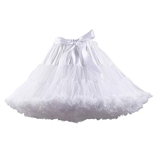 XinChangShangMao Women's Elastic Waist Chiffon Petticoat Puffy Tutu Tulle Skirt Princess Ballet Dance Pettiskirts Underskirt White - Image 1